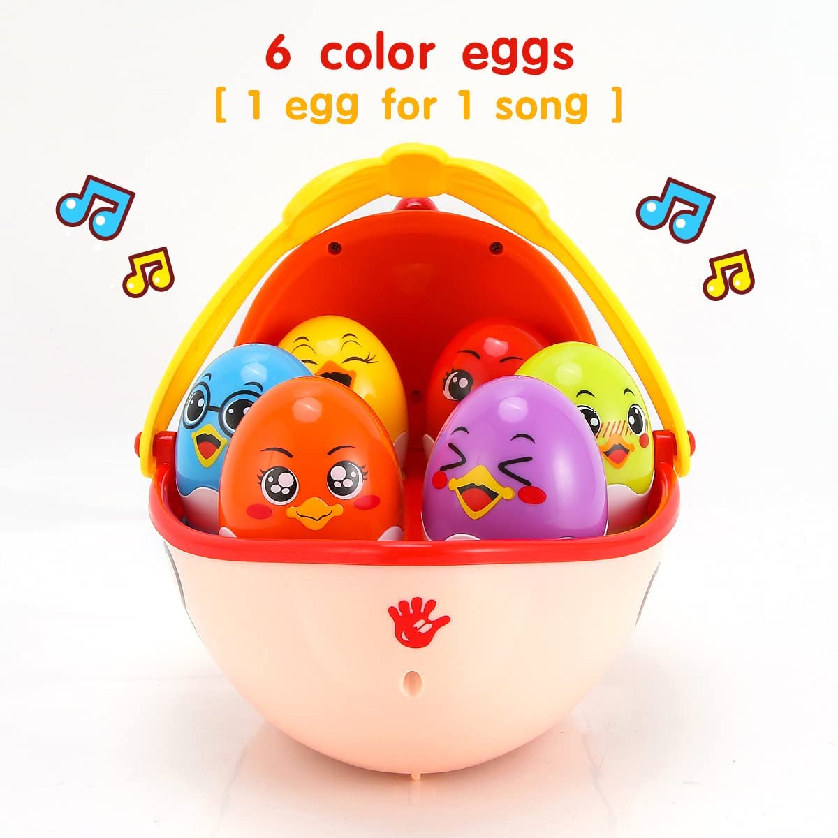 Linseyfun Baby Easter Egg Toy Basket, 6Pcs Matching Eggs, Easter Musical Eggs For Babies Toddlers, Easter Basket Ideas For 1 2 3