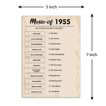 Qupt 70Th Birthday Party Games, Music Of 1955 Trivia, Pack Of 30 Cards For Adults, Ages 216+