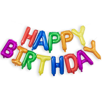16 Inch Colorful Rainbow Happy Birthday Balloons Banner, Aluminum Foil Letters Multicolor Happy Birthday Balloon For Birthday De