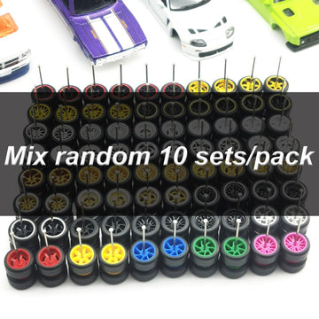 1/64 Wheels and Tires Standard 0.43In, Mixed Random (10 sets wheels/Box), Upgrade Mainline Diecast Model Cars, Miniature Vehicle