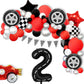 Eostankr Race Car Birthday Balloons - 40" Black Number 2 Mylar Balloon, 7 Pcs, Race Car Theme Party Decor
