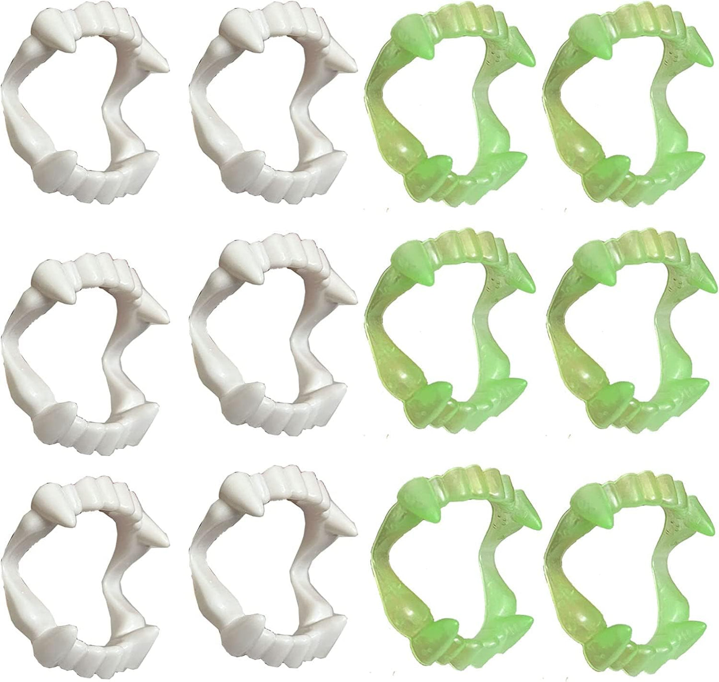 24 Pcs Vampire Fangs, Plastic White And Glow In The Dark Vampire Teeth For Dress Up Costume Cosplay Photo Props Halloween Christ