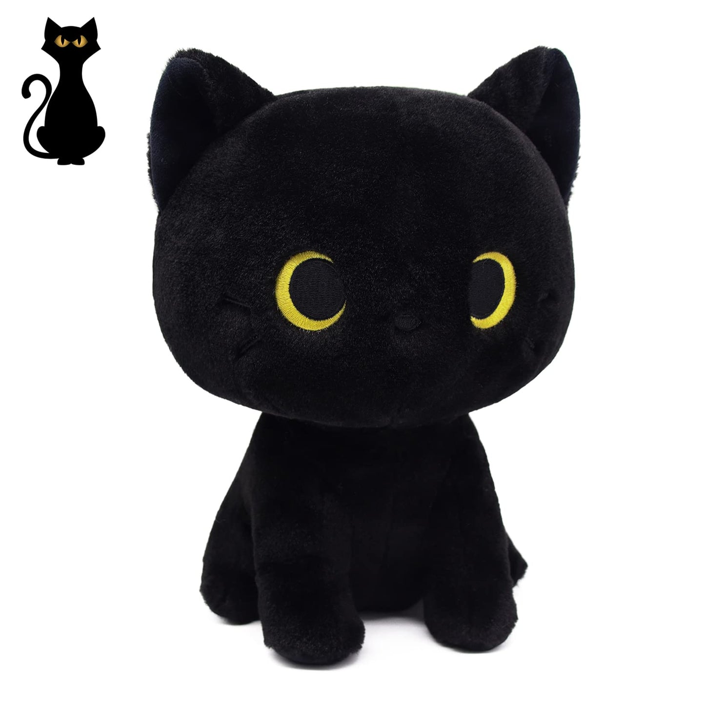 Lsydcarm Black Cat Plush Toy, Cute Black Cat Stuffed Animals Kawaii Black Cat Plushie Doll, Creative Soft Stuffed Cat Plush Toys