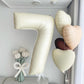 40 Inch Cream Number 7 Balloon, Beige Large 7Th Birthday Balloons, Digital 7 Cream White Giant 7 Foil Balloon Helium For Boys Gi