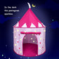 Princess Castle Play Tent With Glow In The Dark Stars Foldable Pop Up Pink Play Tent/House Toy For Indoor Kids Tent & Outdoor Ch