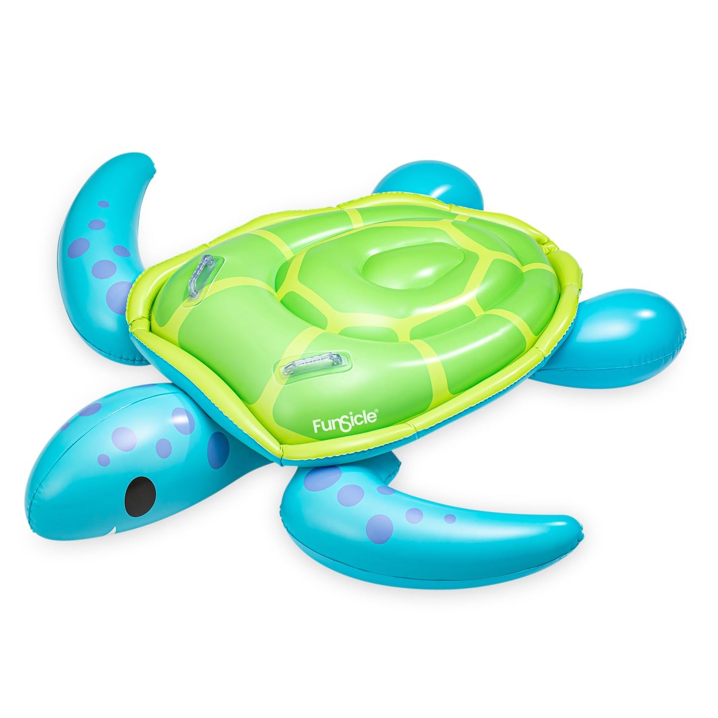 Funsicle 4.5ft Turtle Time Ride-On, Inflatable Turtle Pool Float, Green, Age 3 & up, Unisex
