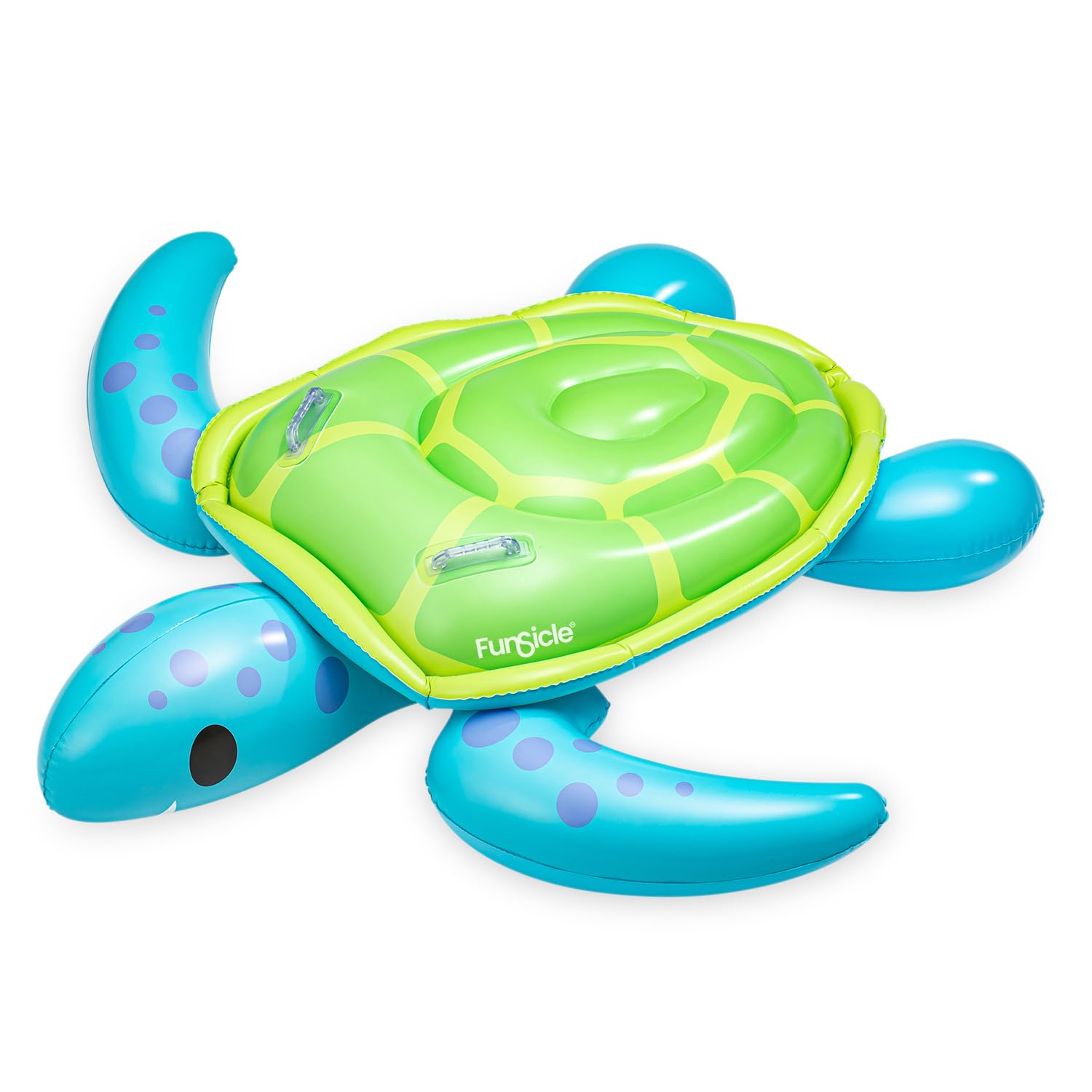 Funsicle 4.5ft Turtle Time Ride-On, Inflatable Turtle Pool Float, Green, Age 3 & up, Unisex