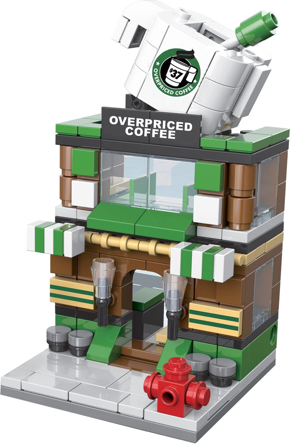 Brick Loot Mini City Overpriced Coffee Shop Set, Toy Building Blocks, Custom Designed Model Kit For Adults & Kids Age 6+, Compatible With Lego And Major Toy Building Block Brands, 208 Pieces