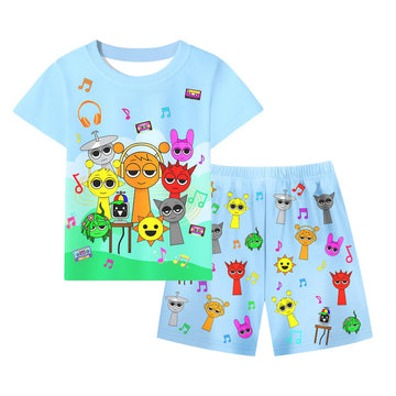 Ajajvoe Sprunki Shirt Pant Set Kids Sprunki Clothing Set Sprunki Birthday Outfits Sprunki Clothes Sky Blue