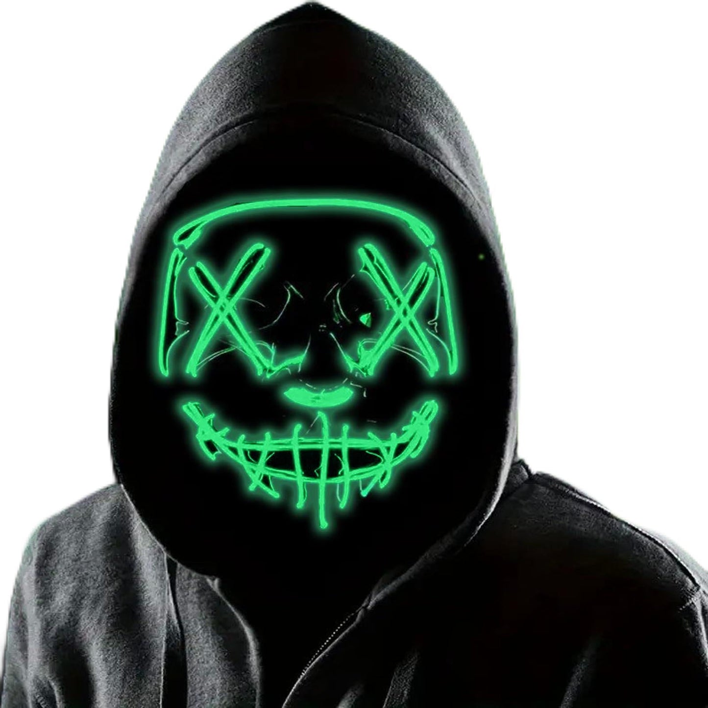 Boolavard Halloween Mask LED Light up Mask for Festival Cosplay Halloween Costume Masquerade Parties, Carnival, Gifts (Green)