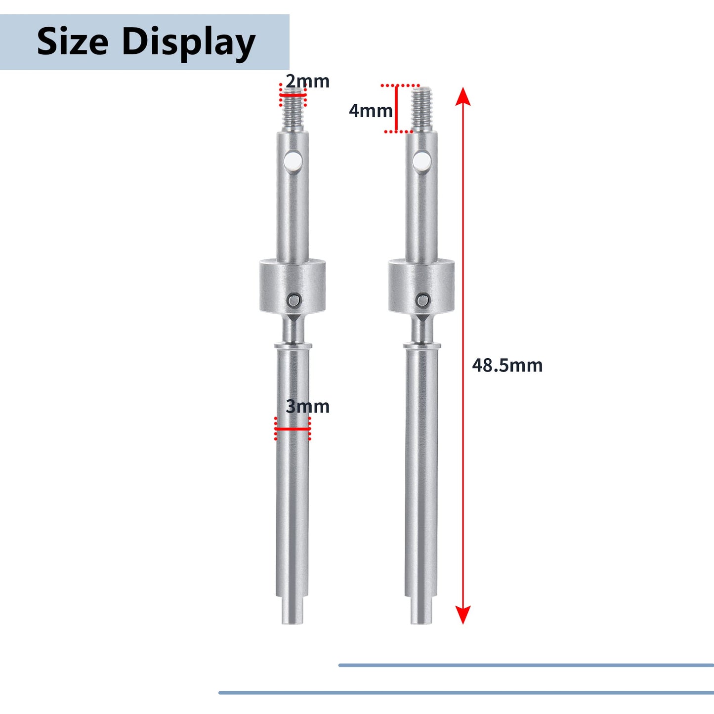 MORLORDY 2Pcs Improved RC Stainless Steel Front Axle Shaft Steering CVD Set for 1/24 RC Crawler Car SCX24 Upgrades Accessories