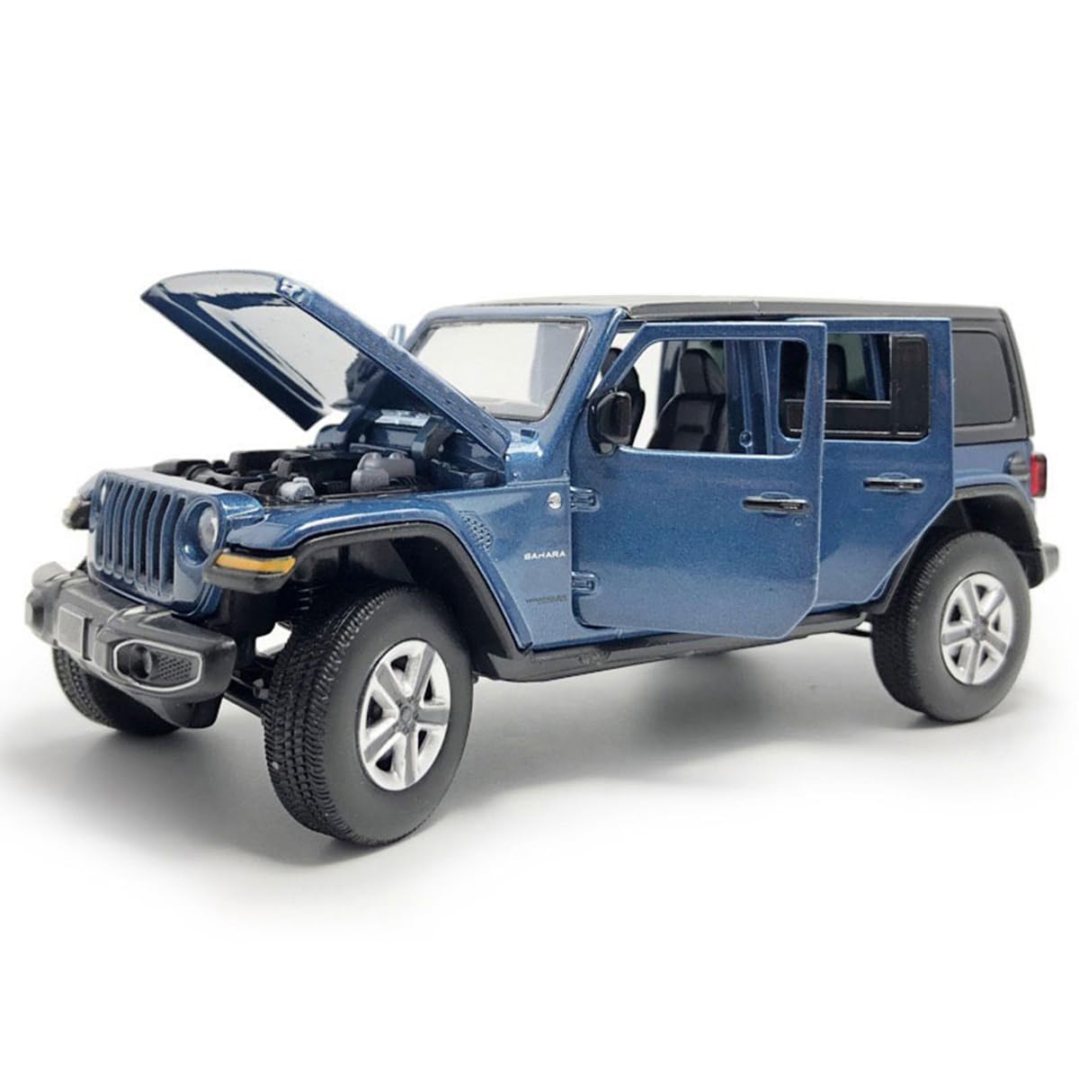 4 Door Wrangler Sahara Hard Top SUV Model Car Diecast Toy Cars 1/32 Scale Metal Vehicle Children's Die-cast Vehicles, Doors Open