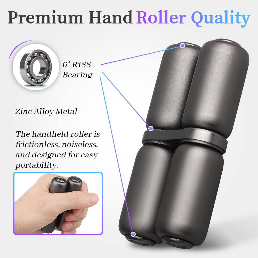 Handheld Fidget Hand Roller Toy For Kids Adults, Metal Fidget Spinner, Portable Hand Grip Strengthener, Compact Silence Stress Relief Hand Exercise Tool For Office Travel Classroom(Alloy Metal Black)