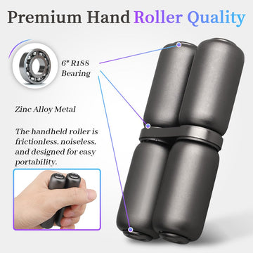 Handheld Fidget Hand Roller Toy For Kids Adults, Metal Fidget Spinner, Portable Hand Grip Strengthener, Compact Silence Stress Relief Hand Exercise Tool For Office Travel Classroom(Alloy Metal Black)