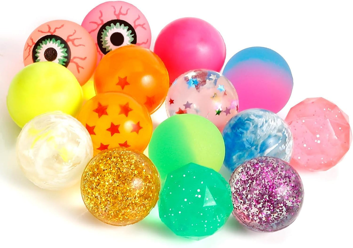 Promote Trader 10 pcs Crazy Bouncy Jumping Balls Set 32 mm Birthday Return Gift Indoor Outdoor Games for KidsDifferent Designs 