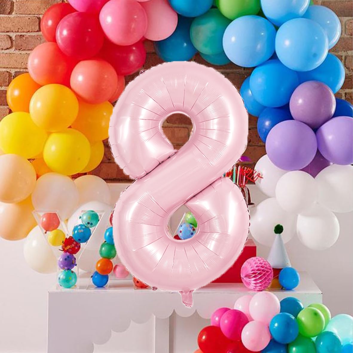 TONIFUL 40 Inch Baby Pink Number 8 Balloon - Aluminum Birthday Party Supplies for Girls, Weddings, Engagements, and Anniversaries