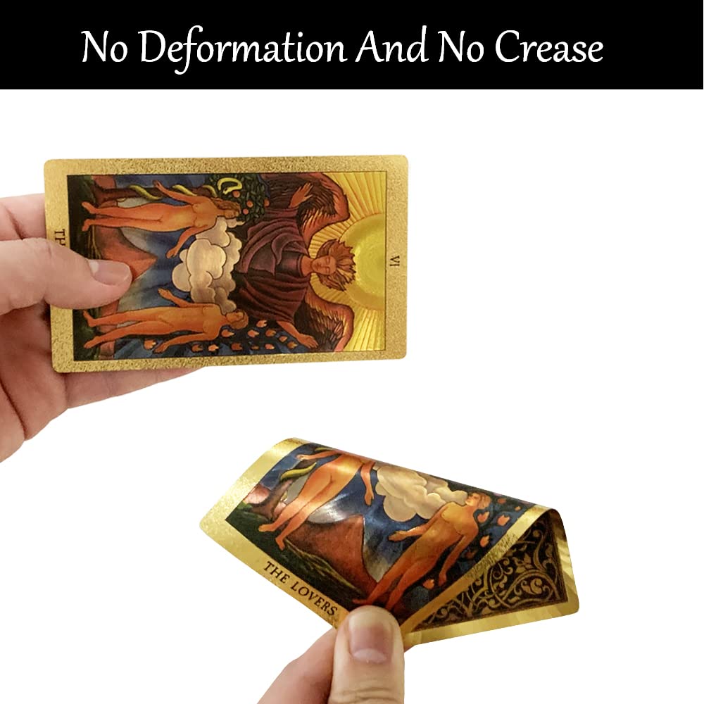 Sunhhx Tarot Cards, 78 Tarot Cards Deck Pvc Waterproof Wrinkle Resistant Gold Foil Classic Tarot Cards With English Instructions