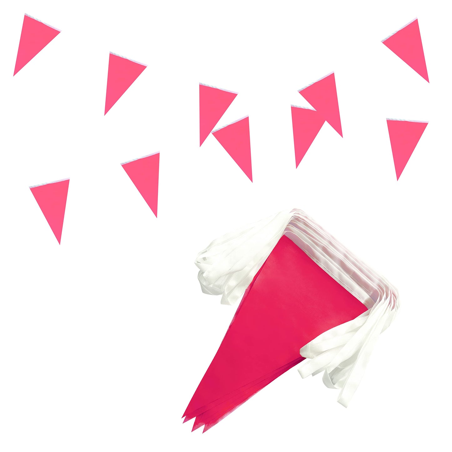 Tsmd Solid Rose Pink Pennant Banners Flags String Diy Bunting Flags,Party Decorations For Grand Opening,Kids Birthday,Party Even