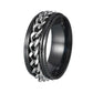 Udolfly Mens Fidget Rings Anxiety Rings For Men Womens Chain Spinner Rings For Adults Titanium Steel Ring Black Silver Size 8