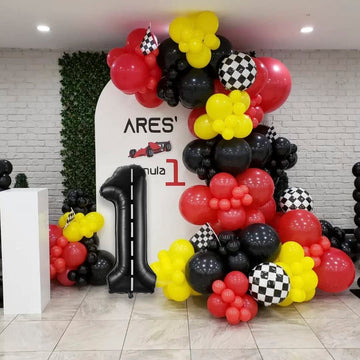 Race Car Number 1 Balloons,40 Inch Racing Car 1St Birthday Balloons Two Fast Balloon Race Track Black 1 Balloon Number For Cars Theme Birthday Party