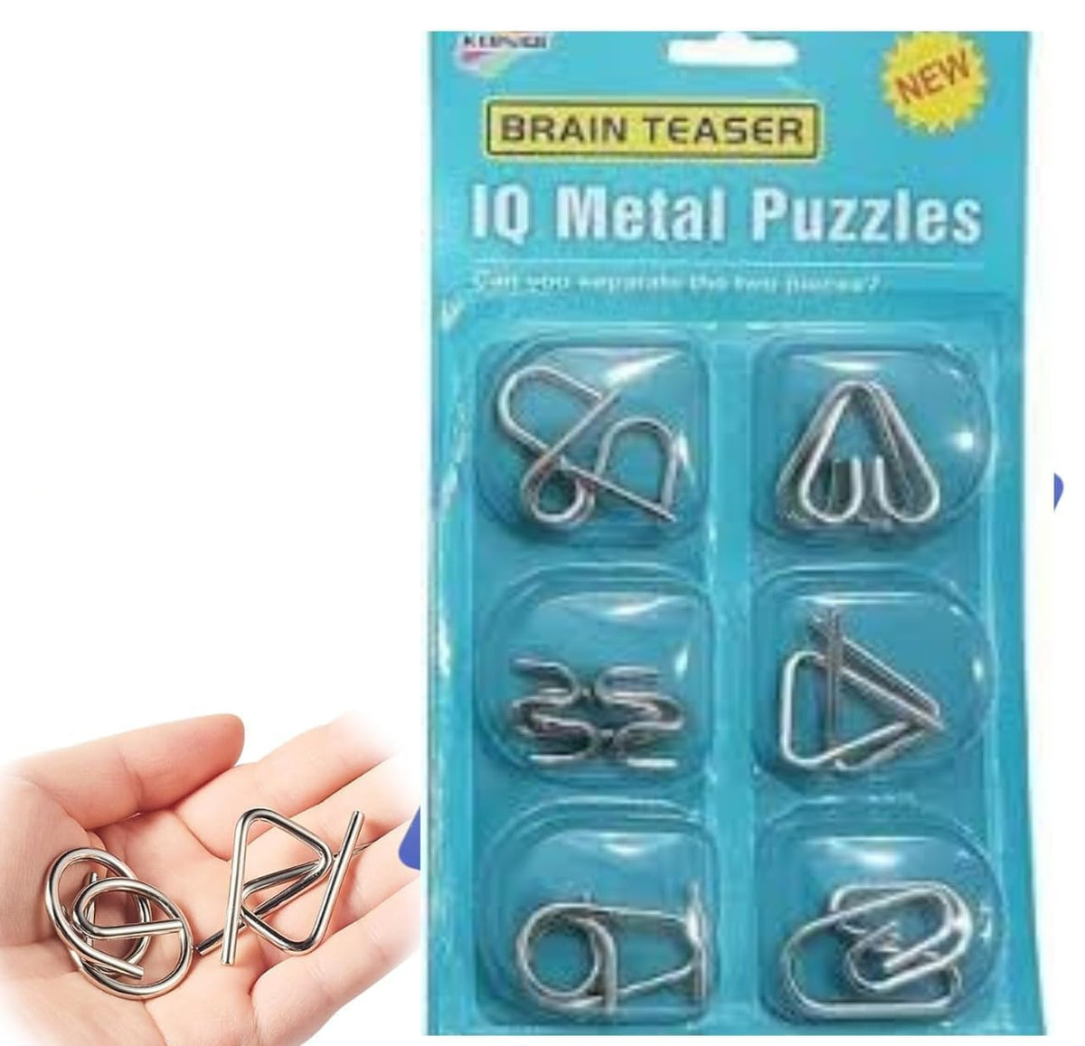 Space Enterprises 6 Pieces Stainless Steel Metal Wire Puzzles IQ Brain Teaser Games Unlock Interlock Toys for Adults & Kids  As