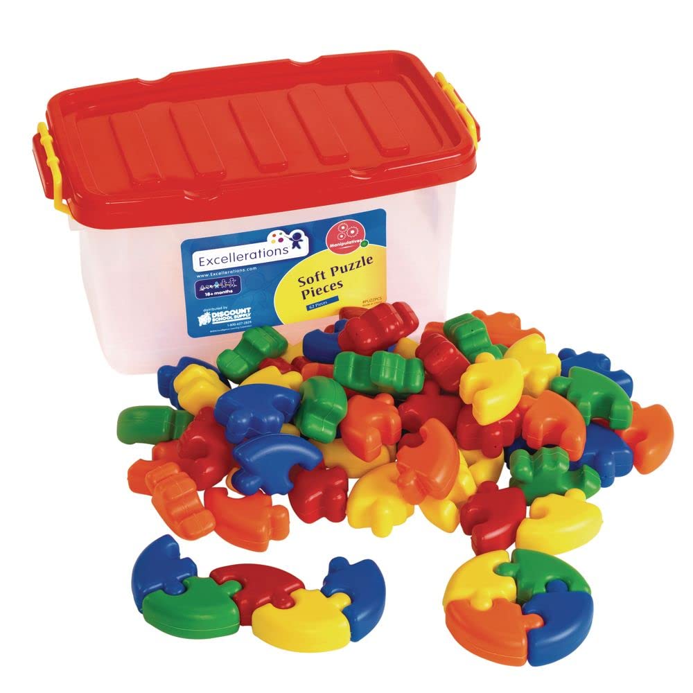 Excellerations Soft Puzzle Pieces - 62 Pieces (Item # Puzzpcs)