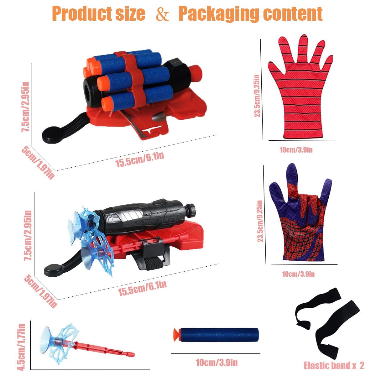 2 Sets Spider Web Shooters Hero Launcher Wrist Toy Set, Cosplay Launcher Gloves Hero Movie Launcher With Wrist Toy Funny Decorat