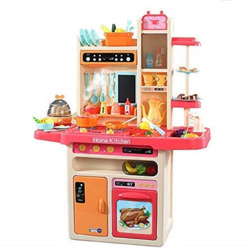 LONGMIRE Plastic 65 Pcs Big Size Kitchen Playset | Musical & Light Kitchen Set Toy for Kids with Sound and Accessories Set for 4