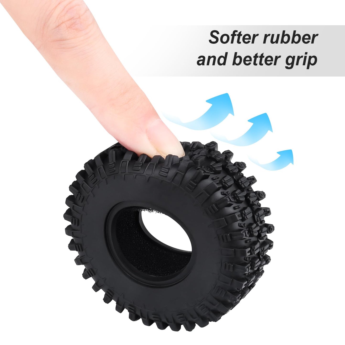 HobbyPark 1.0 Tires SCX24 Tires Soft Rubber for 1/18 TRX4M Axial SCX24 Gladiator Bronco C10 JLU Deadbolt B17 Betty 1/18 1/24 RC
