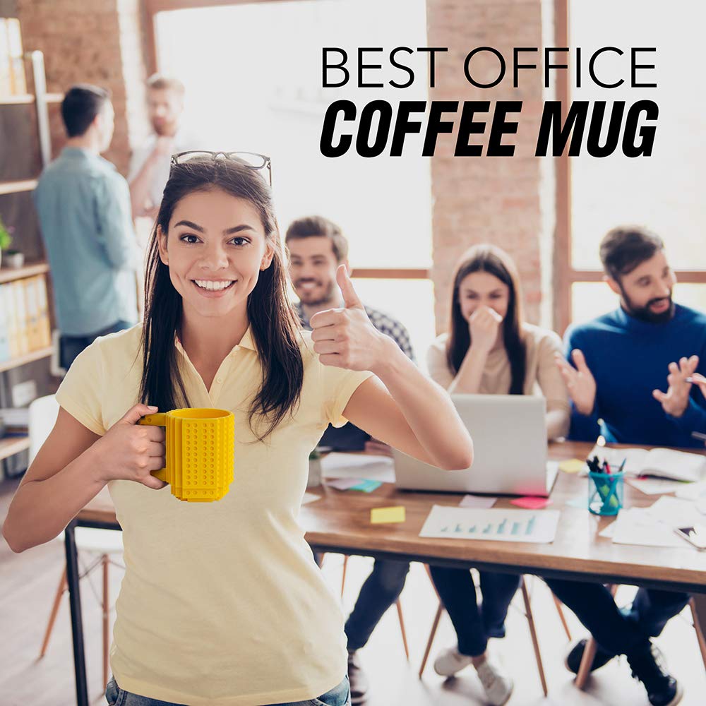 Toyamba Build-On Brick Mug With 3 Packs Of Building Blocks Compatible With Major Brands, Bpa-Free Plastic Funny Coffee Mug For M