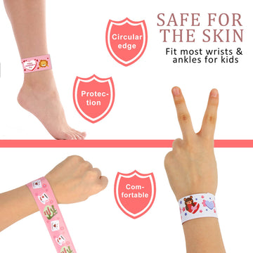 CCINEE 48PCS Valentine's Day Slap Bracelets, Assorted Heart Animal Printed Slap Wristbands Valentine Cartoon Snap Bands for Kids