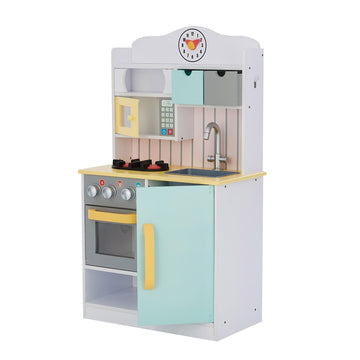 Teamson Kids Wooden Play Kitchen - Interactive, White/Mint Green, 21.5"x11.63"x38", Model TD-11708AR, with Accessories & Storage