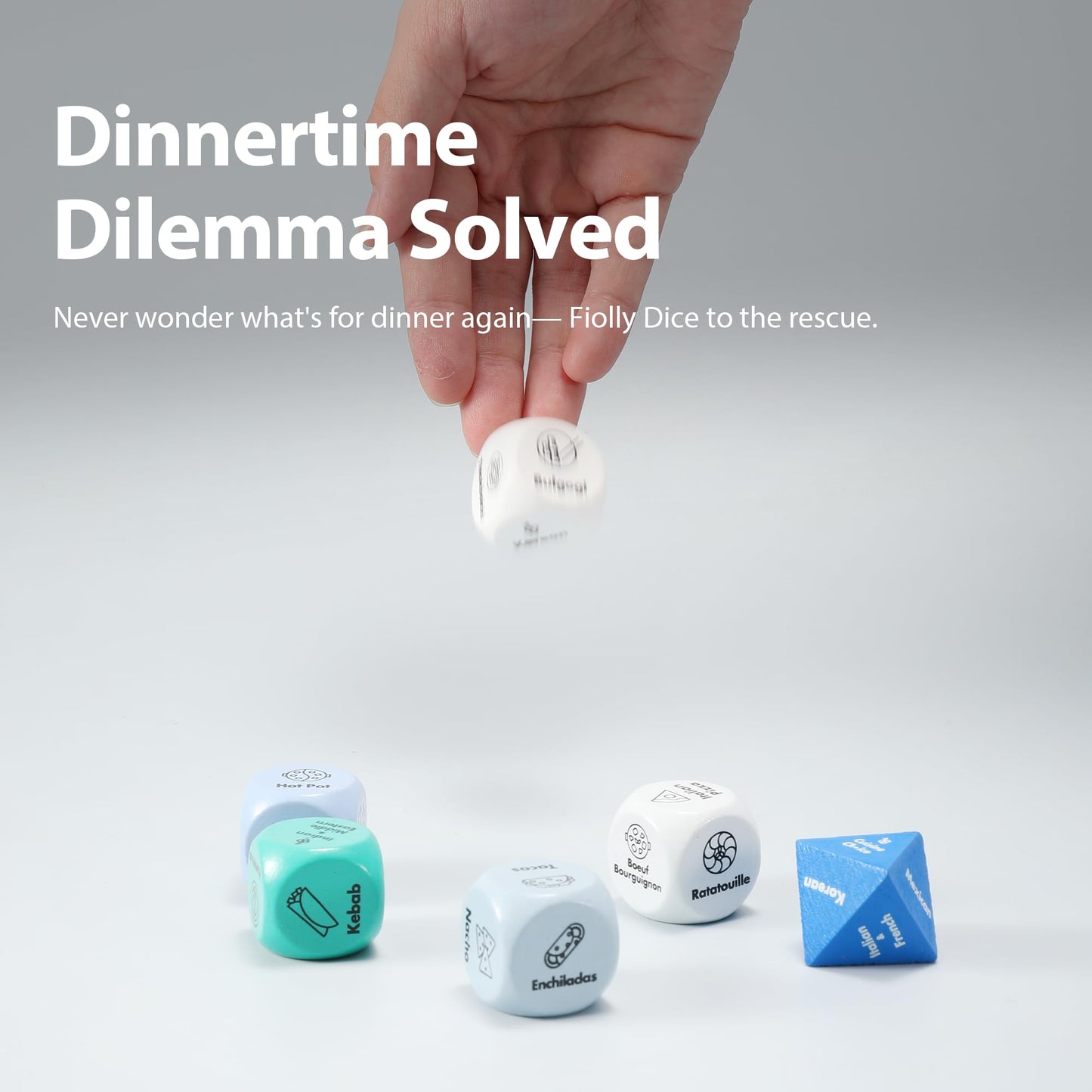 Fiolly Food Decision Dice For Eating Out Food Deciding Dice For Couples Family Gifts Meal Dice Food Decider Game Wood Dice Set 9