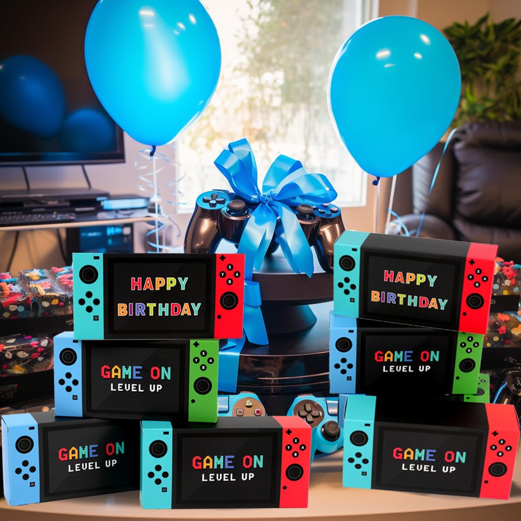 Video Game Party Favor Boxes - 12 Pcs Game On Theme Gifts Boxes For Boys Kids Video Game Birthday Party Supplies Goodie Candy Ba