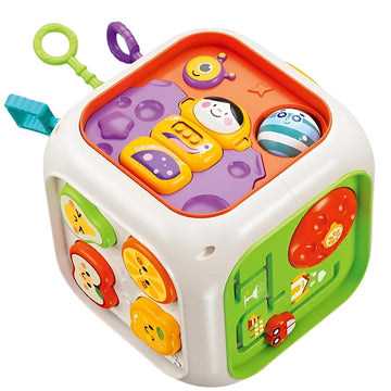 Pluspoint 6In1 Baby Busy Activity Cube For Kids Montessori Educational Learning Cube Toys For Infants & Toddlers, Shape Sorter T