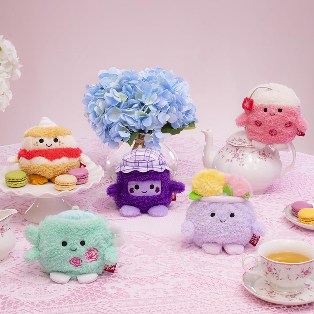 BumBumz TeatimeBumz Plush 5-Pack - British Scone, Pot of Tea, BlackBerry Jam, Tea Bag, Flower Pot - RBBZ01513, Polyester