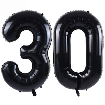 Toniful 40 Inch Black Large Numbers Balloon Birthday Party Decorations, Foil Mylar Big Number Balloon Digital 30 For 30Th Birthd