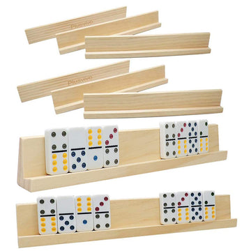 Domino Racks Set Of 8, Mexican Train Dominoes Trays, Wooden Domino Holders For Mexican Train, Chickenfoot Combo, Mahjong And Other Dominoes Games13.97 X 2 X 1.18 Inches - Dominoes Not Included