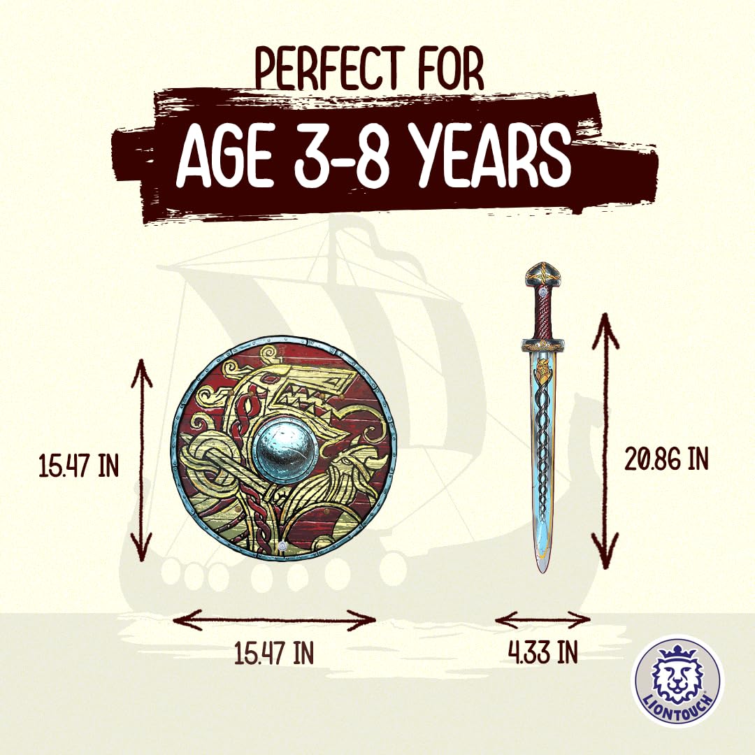 Liontouch - Viking Foam decorative replica blade & Shield | for Kids Aged 3-8 Years | Chief Haralds Medieval Set for Little Warriors & Berserkers Pretend Play | Safe Weapon Accessories for Boys Dress Up & Costumes