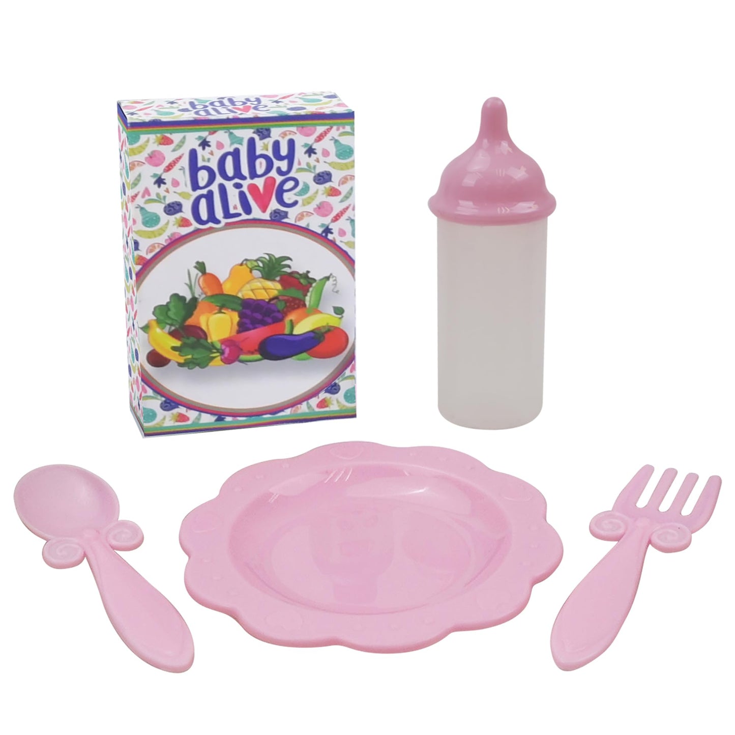 Baby Alive: Doll Highchair Set - Green, Pink, Hearts - For Dolls Up To 24'', 5 Matching Feeding Accessories, Rotating Seat, Fold