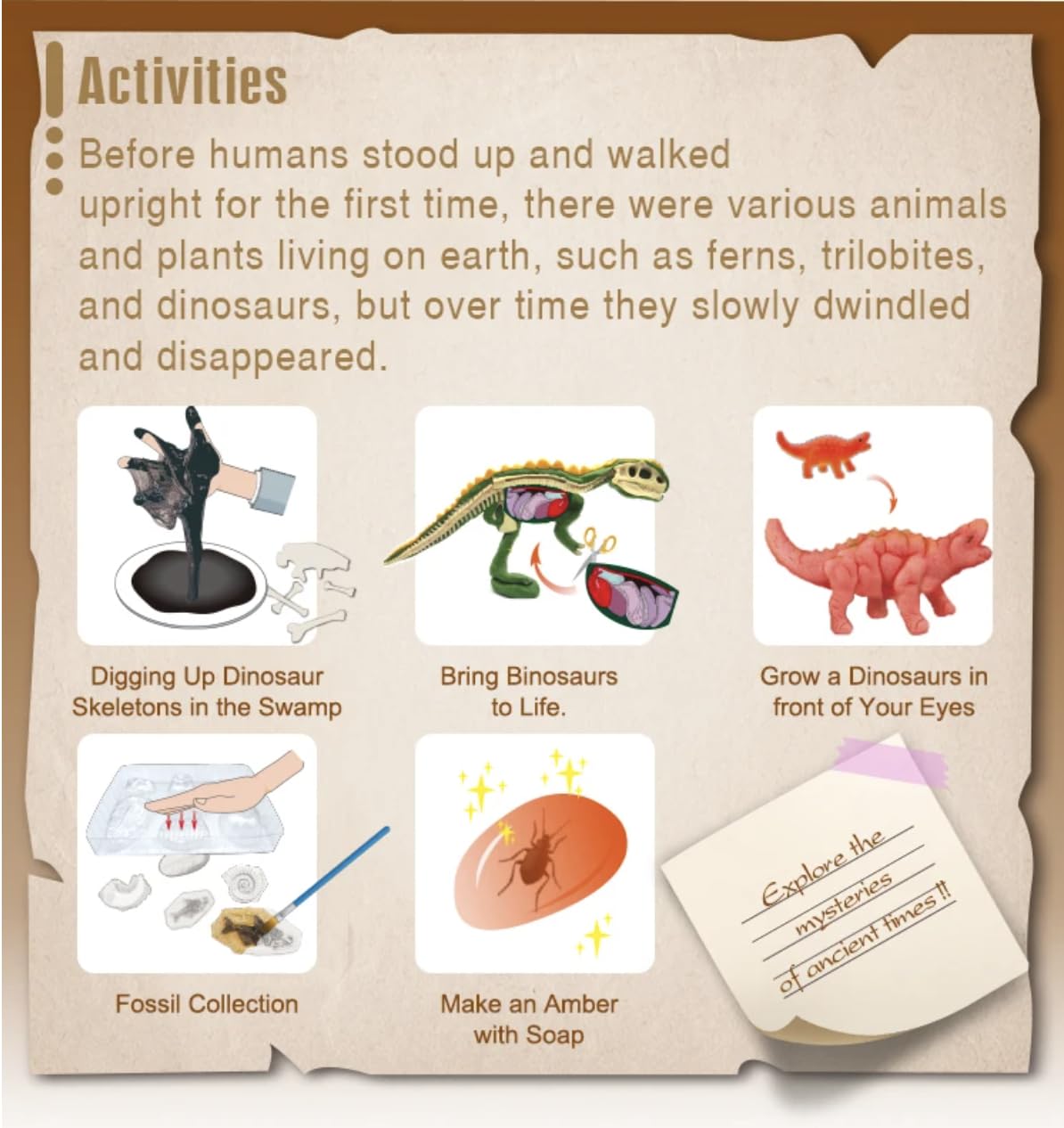 Camp Curriculum Dinosaur Activity Toy Set - Slime, Paint, DIY Soap Making - STEM Kit for Ages 8-14 - Model SR21412