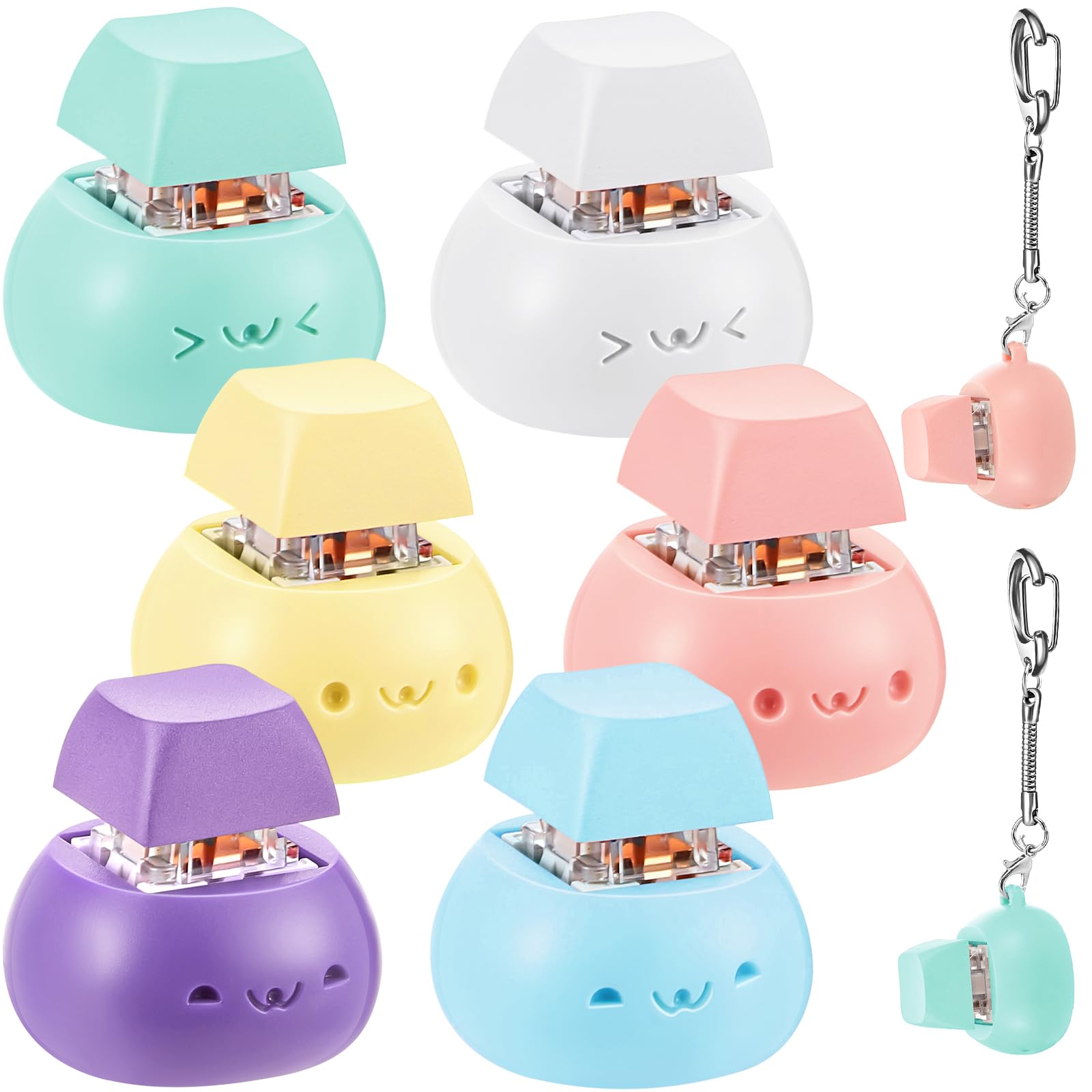 Taiyin 6 Pcs Decompression Toys Keyboard Clicker Toy Keyboard Cube Toy Mechanical Key Toy Keyboard Button Stress Relief for mature-themed Gifts to Relief Pass Time (Cute)