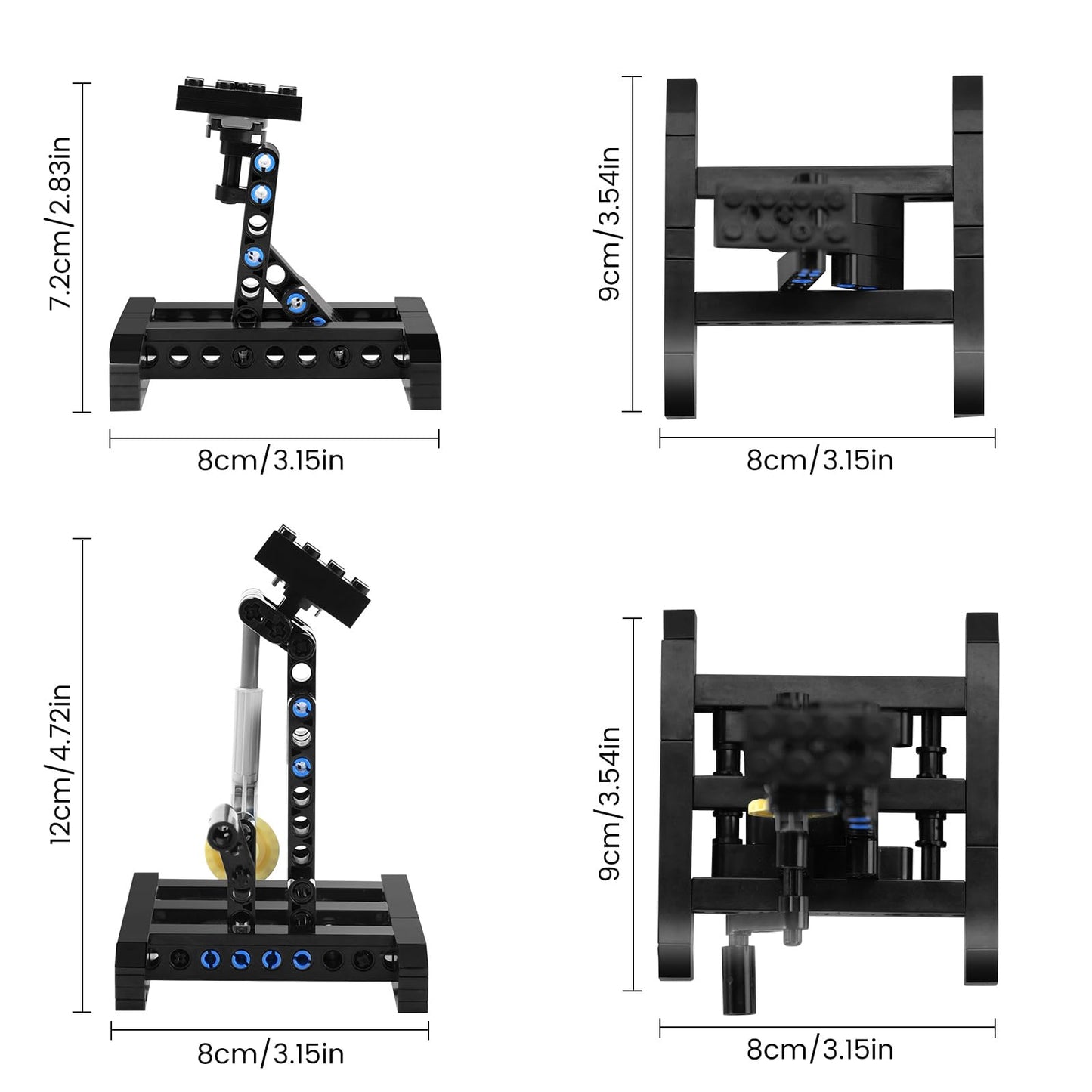 FCEYOUT Display Stand for Lego X-Wing, TIE Bomber, & Mando N-1 Fighter, Adjustable Angle, Plastic, 2 Pack, White