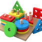 Toyshine Wooden Building Blocks Shapes Square Column Blocks Sorting & Stacking Toys For Kids Toddlers For 1 2 3 Year Old Multi 