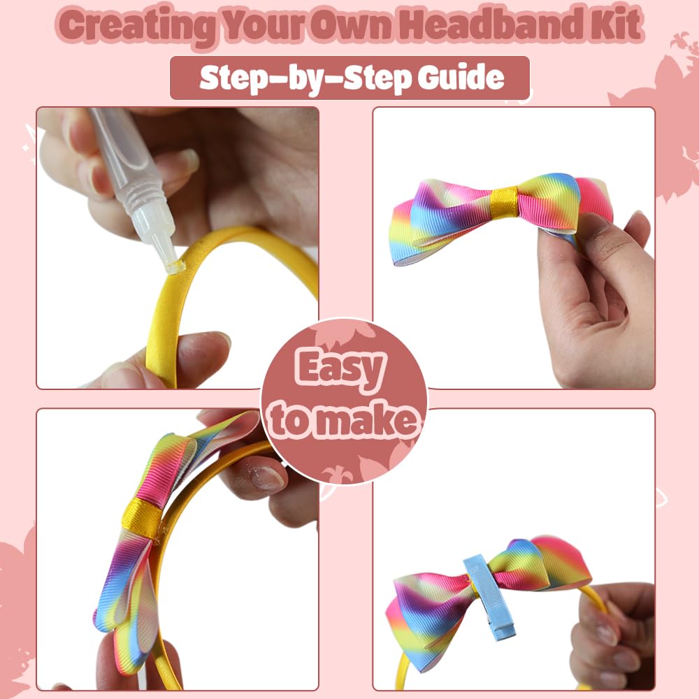 Headband Making Kit for Girls - Crafts for Girls Ages 6-8, Include 12 Headbands, Unique Birthday Gift Ideas for Girls, DIY Kits