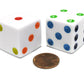Koplow Games Set of 2 D6 25mm Large Opaque Jumbo Dice - White with Multicolor Pips