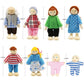 Lovely Family Dollhouse Dolls Set Of 8 Wooden Figures, Kids Girls Happy Playset Characters Accessories For Children Pretend Gift