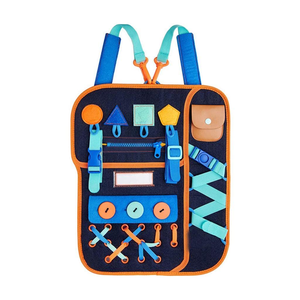 Atorse Toddler Kids Busy Board Toys Basic Skills Backpack Sensory Board Fine Motor