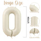 40 Inch Cream White 0 Balloon Numbers, Large Number 0 Balloon Foil Helium Number Balloons, Big Mylar Birthday Balloons for Boys