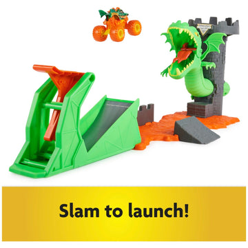 Monster Jam Dueling Dragon Playset with Exclusive 1:64 Scale Dragon Truck, Plastic Toys for Boys Ages 3+, Model 6063919